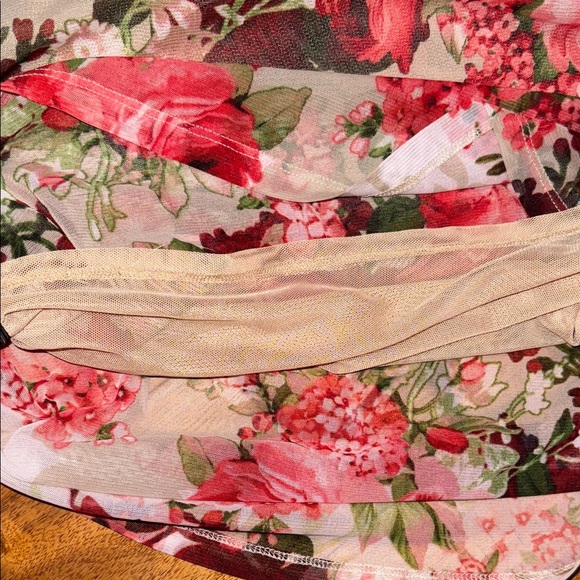 Janette Plus Floral Blouse Creamy white with Red and Pink floral - Picture 5 of 9